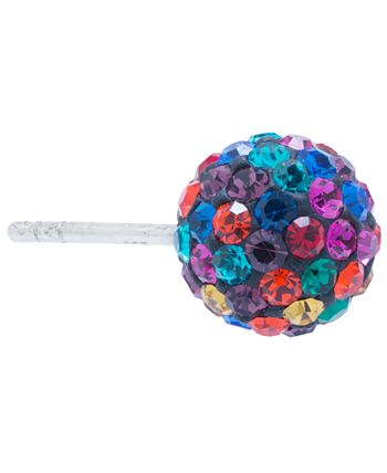 Giani Bernini - Crystal 8mm Pave Earrings in Sterling Silver. Available in Clear, Blue, Light Blue or Multi