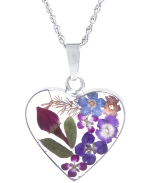 image of Medium Heart Dried Flower Pendant with 18