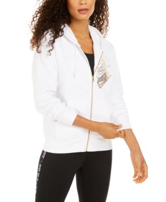 nike women's sportswear shine metallic logo zip hoodie