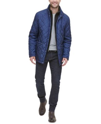 Cole Haan Men's Diamond Quilted Jacket with Knit Bib - Macy's
