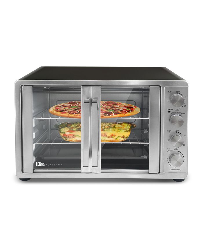 Elite Gourmet Double French Door Toaster Oven fits 12 Pizza, Stainless  Steel ETO2530M - The Home Depot