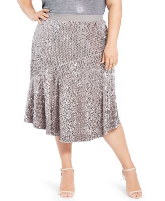 Calvin Klein - Plus Size Asymmetric Sequin Skirt