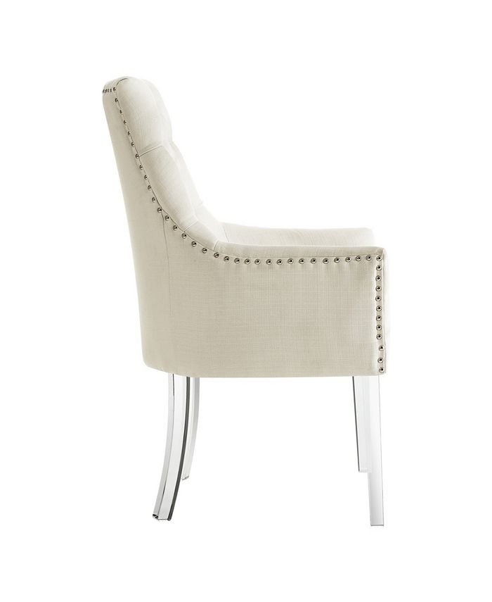 Inspired Home Marilyn Button Tufted Arm Dining Chair with Acrylic Legs