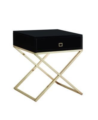 Gekko Lacquer Nightstand with Metal X-Legs