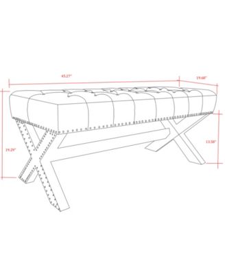 Louis Tufted Nailhead Bench with X-Legs