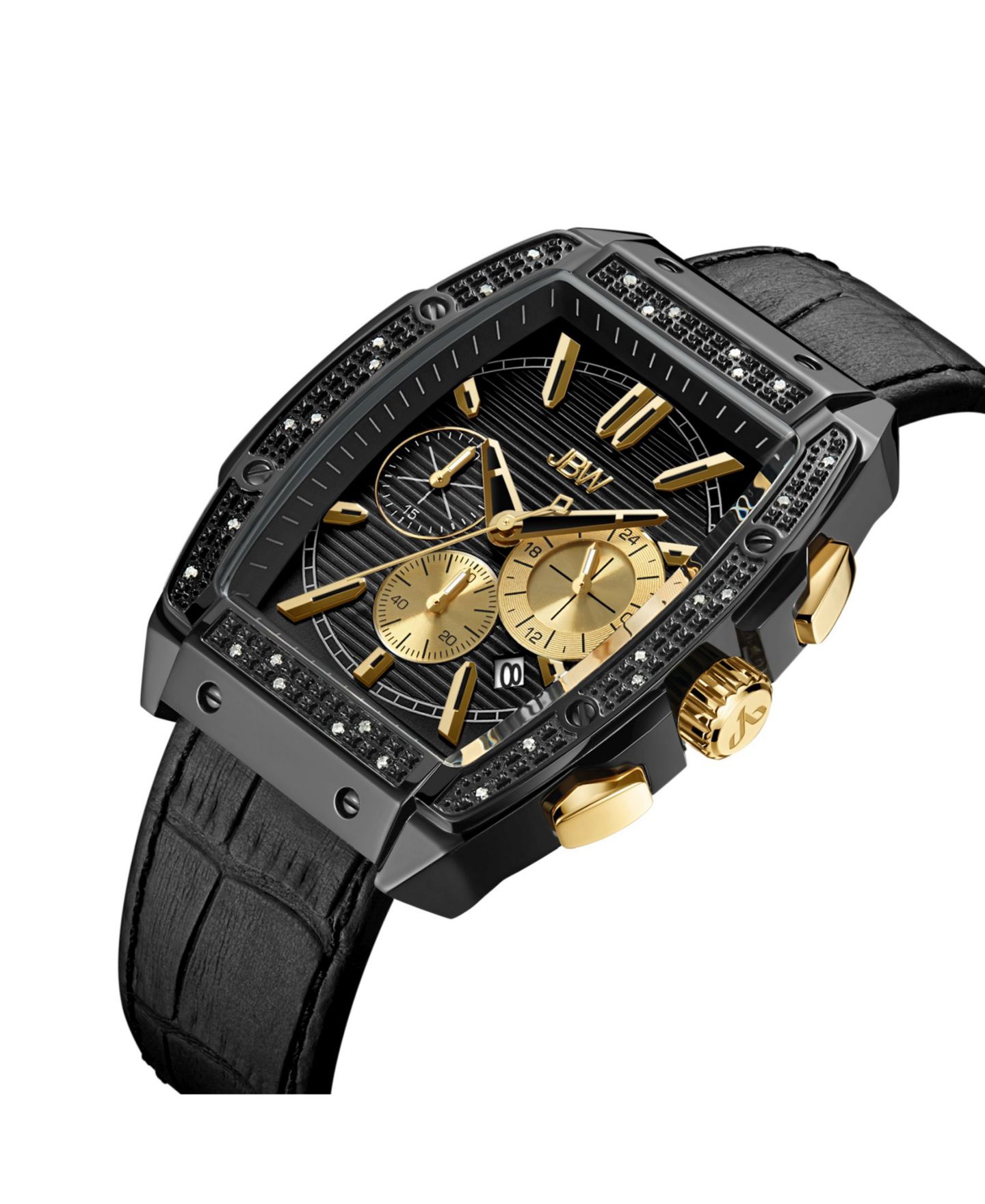 Мужские часы Jbw Echelon Diamond (1/4 ct. t.w.) Watch in Black Ion-plated Stainless Steel 41mm, цвет: Чёрный — фото 2