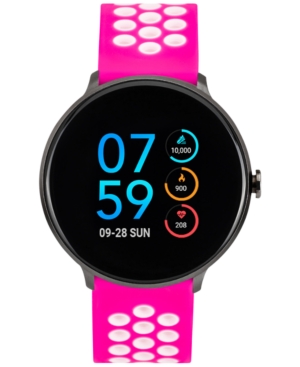 image of iTouch Women-s Fuchsia & White Silicone Strap Touchscreen Sport Smart Watch 43.2mm
