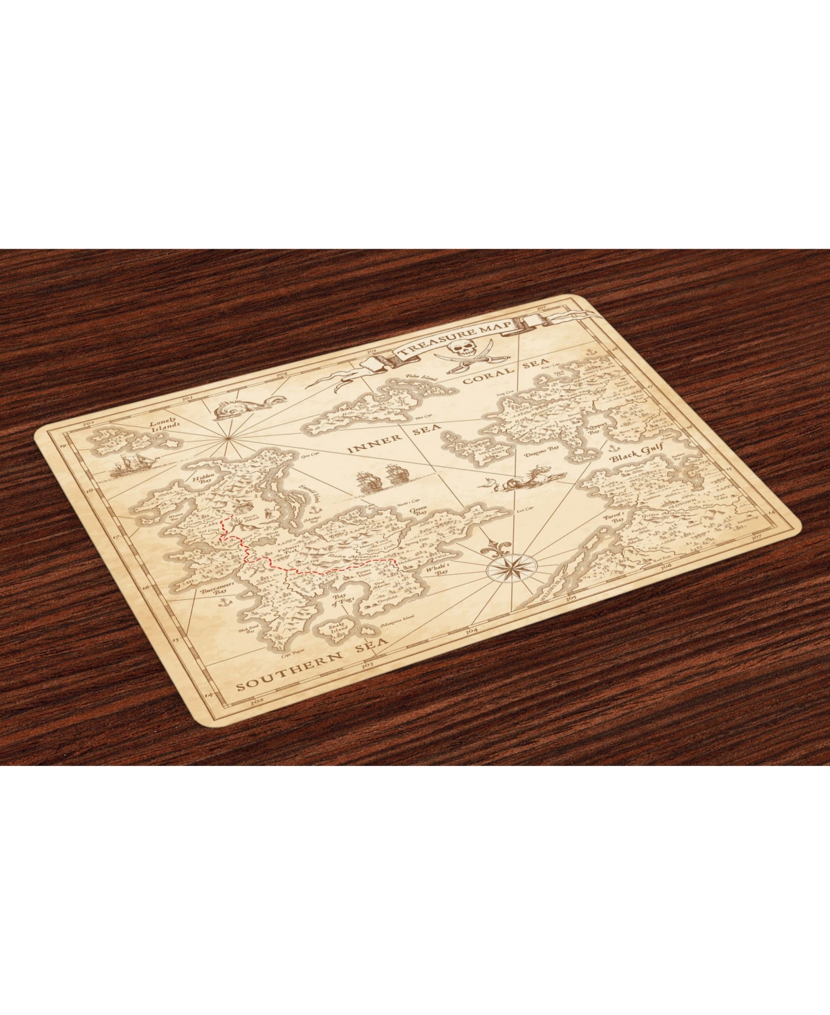 AMBESONNE MAP PLACE MATS, SET OF 4
