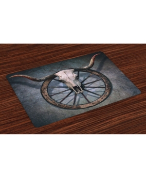 Ambesonne Barn Wood Wagon Wheel Place Mats Set of 4