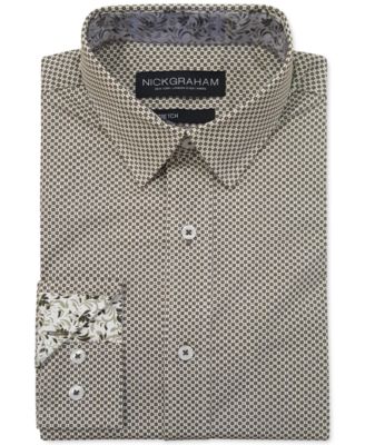 Nick Graham - Men's Modern-Fit Asterisk Grid Shirt