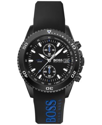 Hugo Boss - Men's Chronograph Vela Black Silicone Strap Watch 44mm