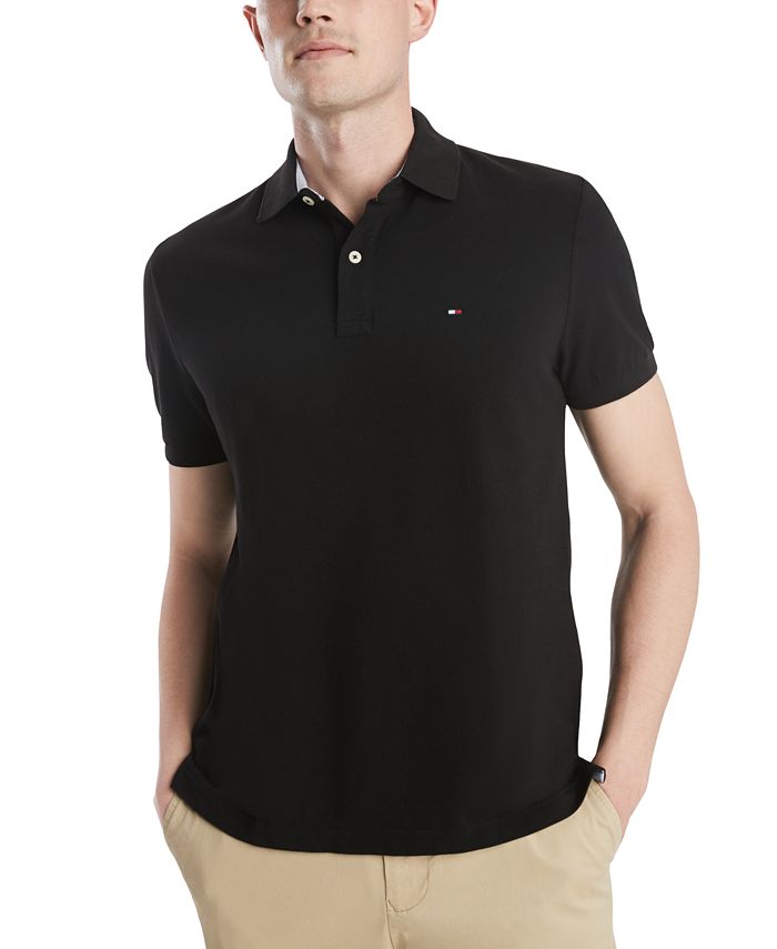 Tommy Hilfiger Mens Polo Shirt Custom Fit Short Sleeve Mesh Graphic Logo  New 
