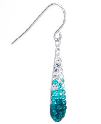 Crystal Pav&eacute; Tear-Shape Drop Earrings in Sterling Silver