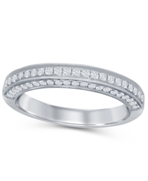 image of Diamond (1/3 ct. t.w.) Three Row Pave Band in 14K White Gold