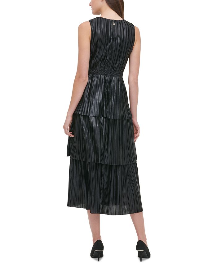 Tommy Hilfiger Tommy Hilifger Metallic-Pleated Tiered Dress - Macy's