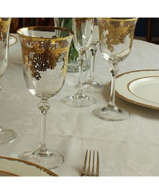 Embellished 24K Gold Crystal Water Glasses, Set of 4