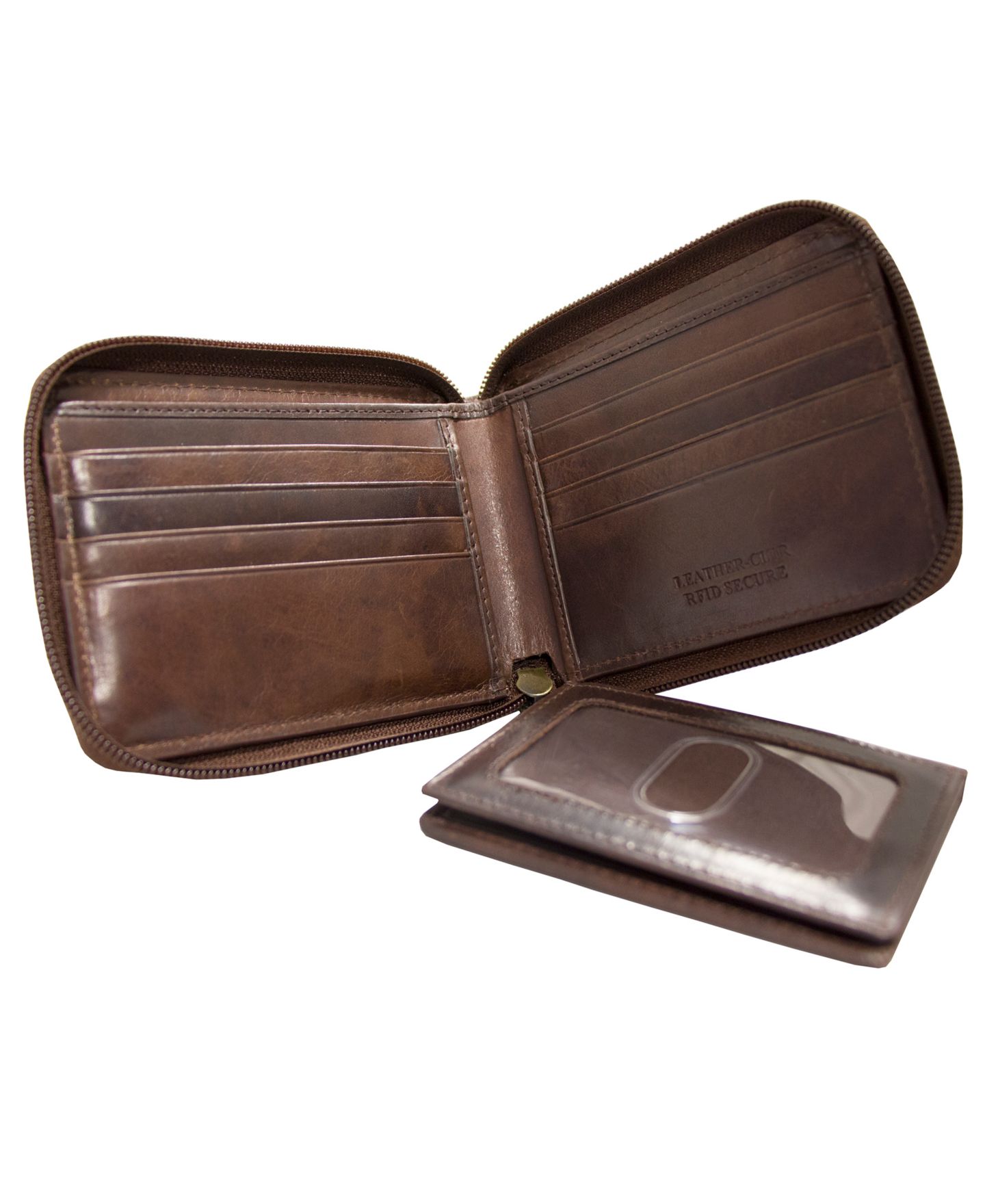 Мужской кошелёк Mancini Boulder Collection RFID Secure Zippered Wallet with Removable Passcase, цвет: Коричневый — фото 4