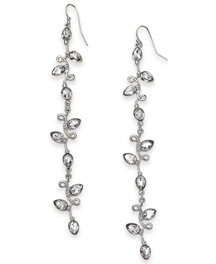 INC International Concepts INC SilverTone Crystal Linear Drop Earrings