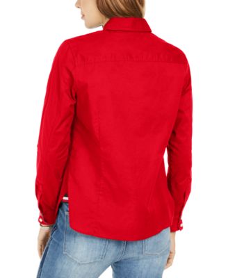 Women's Cotton Roll-Tab Button-Up Shirt