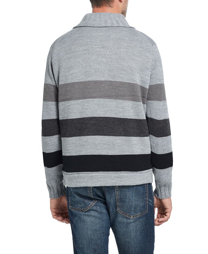 Weatherproof Vintage Mens Stripe Toggle Shawl Collar Sweater Macys