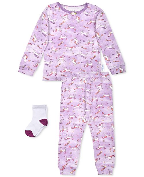 Max Olivia Toddler Girls 3 Pc Unicorn Print Pajamas Socks Set Created For Macy S Reviews Pajamas Kids Macy S