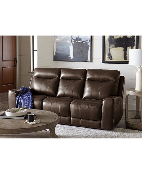 Furniture Bitola 86 Leather Dual Power Sofa Created For Macy S