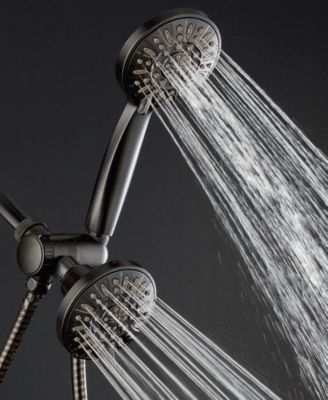 High-Pressure 48-Setting Dual Shower Head Combo with Extra-long 6 Foot Hose