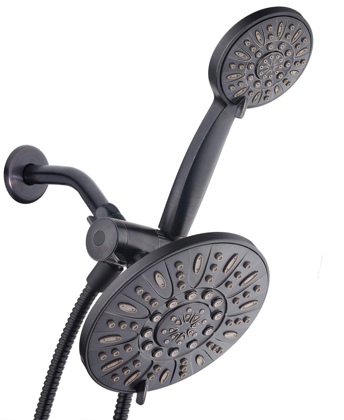 High-Pressure 48-Setting Dual Shower Head Combo with Extra-long 6 Foot Hose - Oil Rubbed Bronze