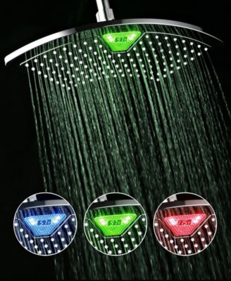 DreamSpa AquaFan 12-inch Rainfall LED Shower Head with Color-Changing LED/LCD Temperature Display