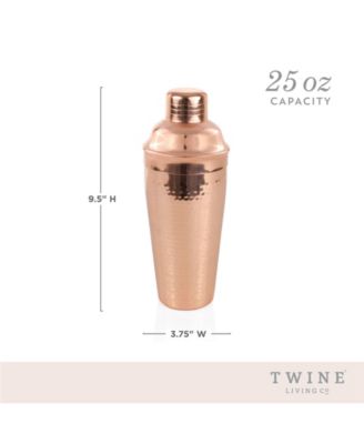 Hammered Copper Cocktail Shaker with Built-in Strainer, 25 Oz