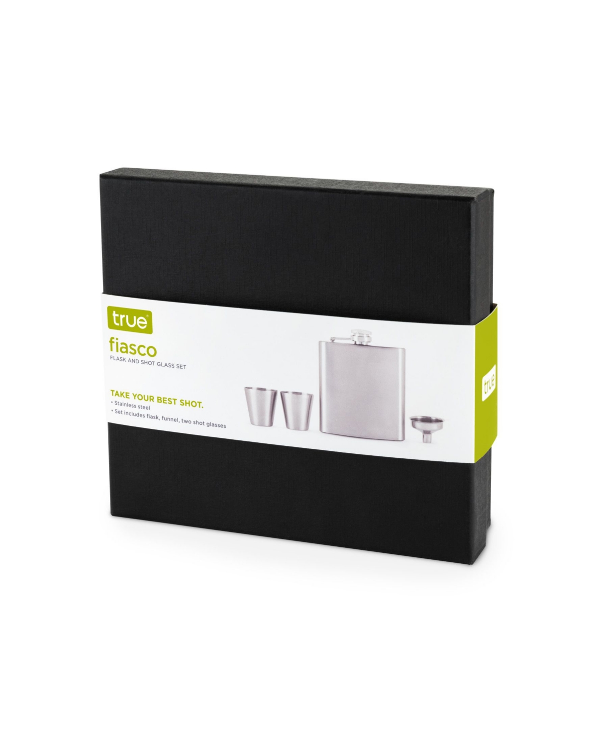 True Brands Fiasco Flask and Shot Glass Gift Set, Set of 4