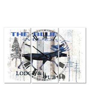 Designart The Blue Moose Oversized Cottage 3 Panels Wall Clock