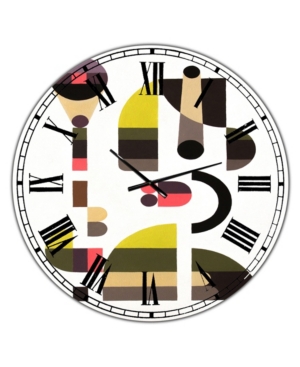 Designart Circe Composition in Pink Green and Black I Large Mid-Century Wall Clock - 36