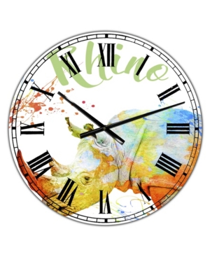 Designart Colorful Safari Animals B Large Cottage Wall Clock - 36
