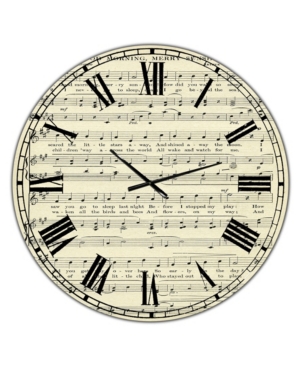 Designart Goodmorning Merry Sunshine Music Score Large Cottage Wall Clock - 36