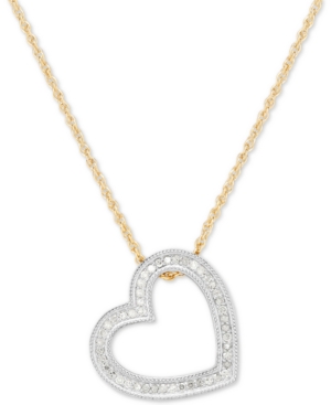 image of Diamond Heart Pendant Necklace (1/4 ct. t.w.) in Sterling Silver & 14k Gold-Plate