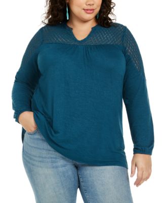 Style & Co - Plus Size Crochet-Trim Top