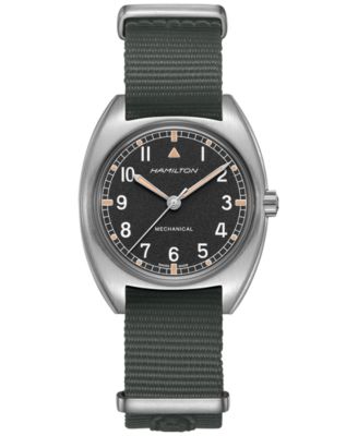Hamilton - Men's Swiss Mechanical Khaki Pilot Pioneer Gray Nato Strap Watch 33x36mm