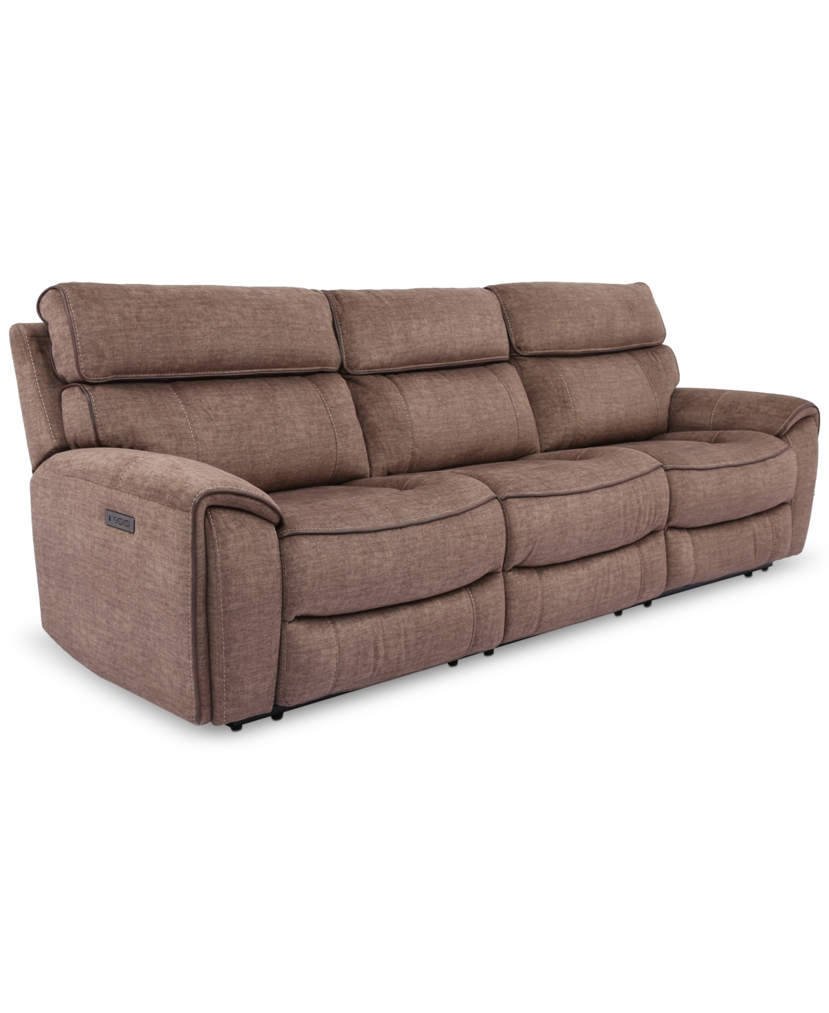 Furniture Hutchenson 3-pc. Fabric Sectional With 2 Power Recliners And Power Headrests In Chocolate Brown
