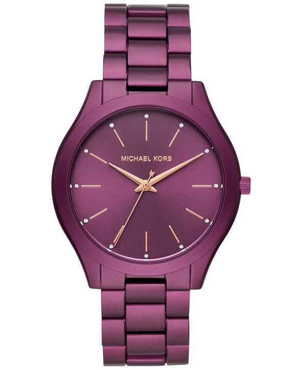 Michael Kors Women's Slim Runway Purple Aluminum Bracelet Watch 42mm ...
