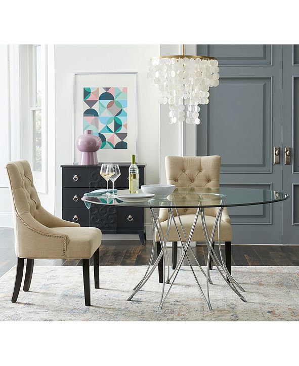Furniture Mercer 54" Glass Top Round Dining Table & Reviews Furniture