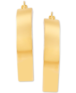 image of Flat Rectangular Hoop Earrings in 14k Gold