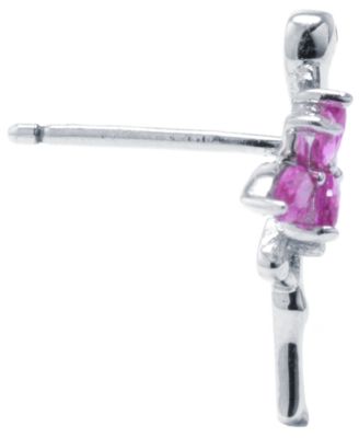 Cubic Zirconia Pink Flamingo Stud Earrings in Sterling Silver