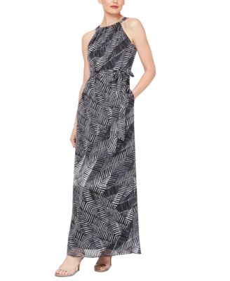 SL Fashions - Printed Tie-Waist Maxi Dress