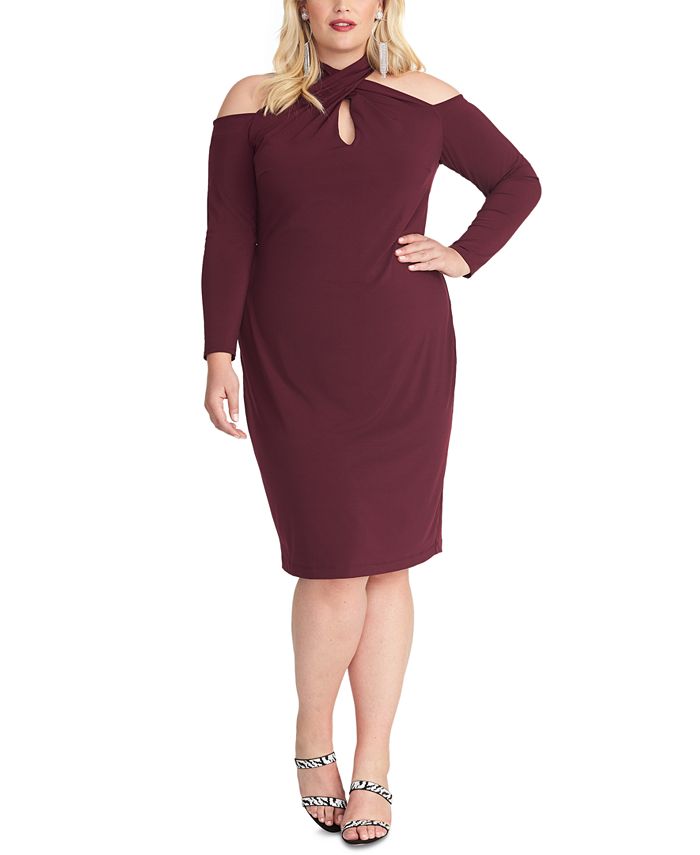 RACHEL Rachel Roy Trendy Plus Size Simone Cold-Shoulder Dress - Macy's