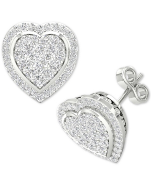 image of Diamond Heart Cluster Stud Earrings (1/2 ct. t.w.) in Sterling Silver