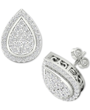 image of Diamond Teardrop Cluster Stud Earrings (1/2 ct. t.w.) in Sterling Silver
