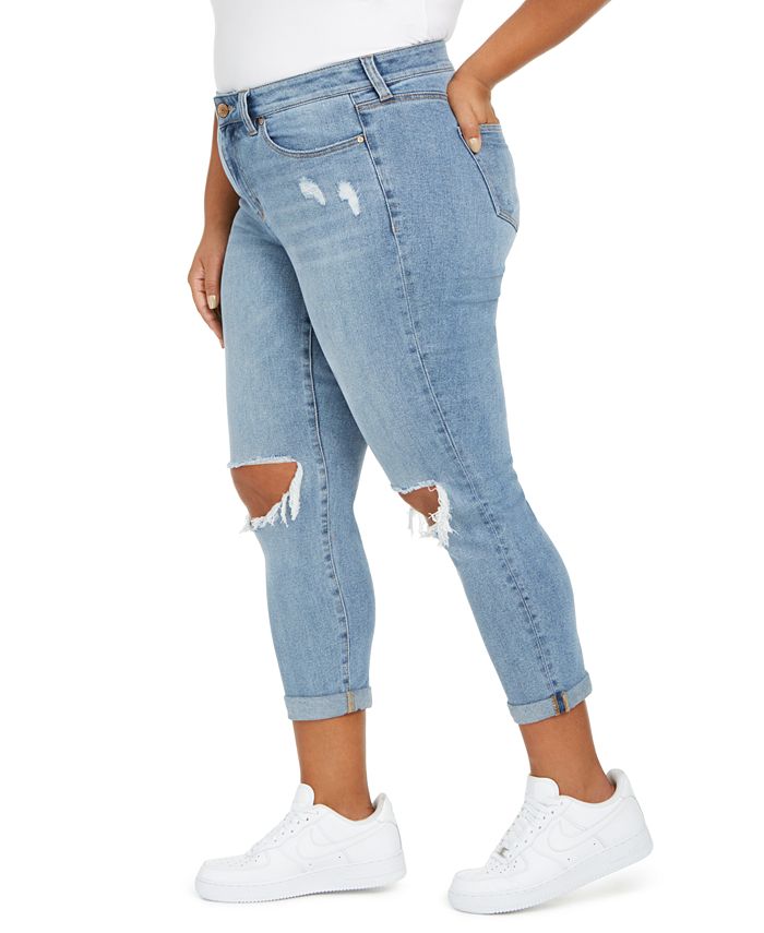 Celebrity Pink Plus Size Girlfriend Ripped Ankle Jeans - Macy's