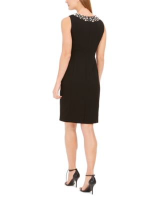 calvin klein black dress with pearls