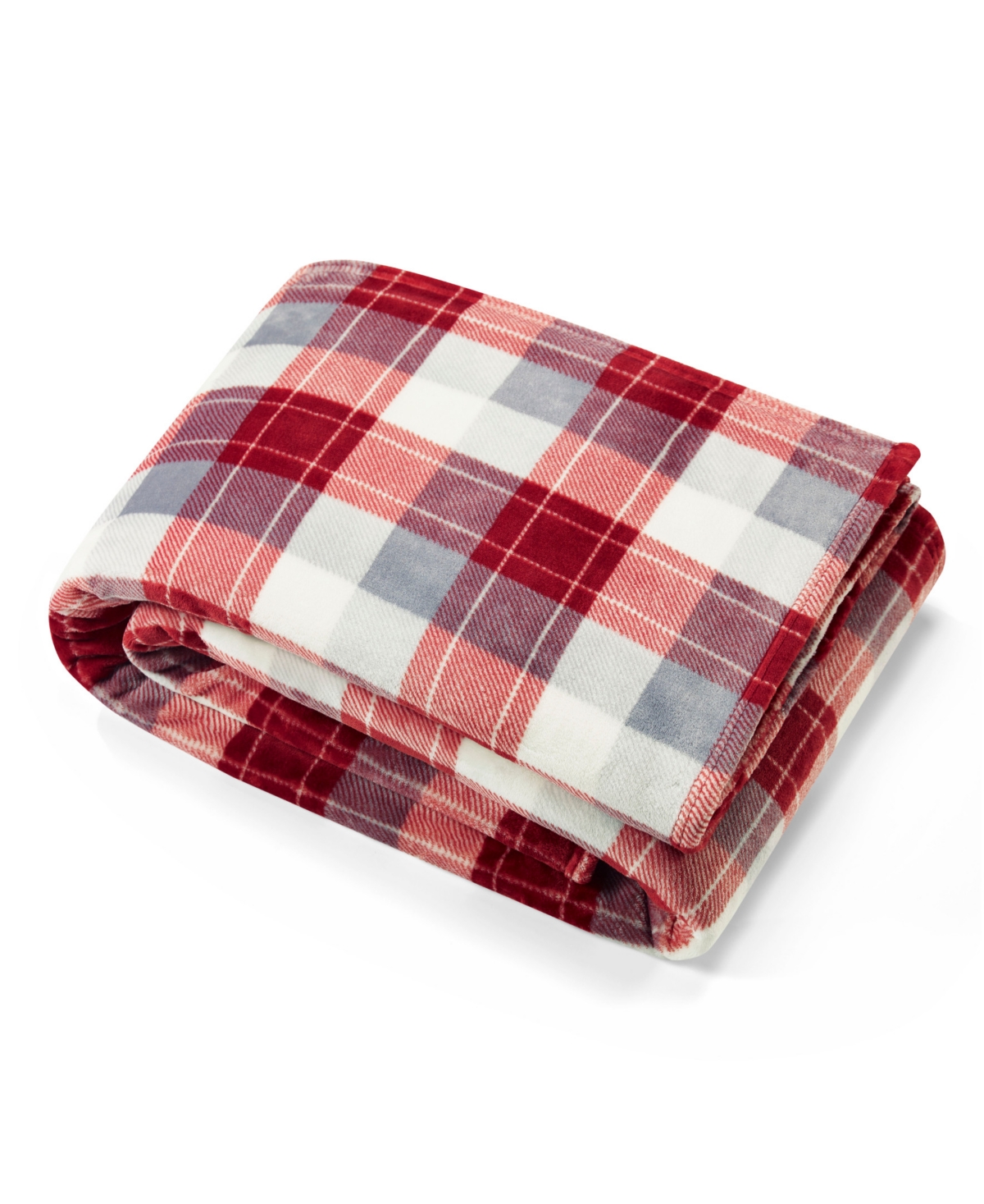 Nautica Ultra Soft Plush Blanket, Full/queen In Bluff Plaid Red